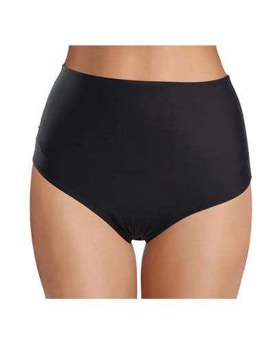 Zmart Women Retro High Waisted Bikini Bottoms - Full Coverage Swim Bathing Suit Tummy Control Swimsuit Bottoms
