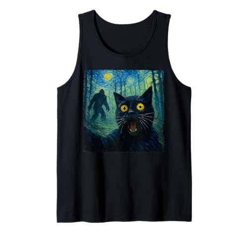 Funny Cat Selfie Bigfoot The Starry Night Cats Lover Cute Tank Top
