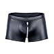 Moinha Herren Wetlook Outfit Leder-Look Shirt und Shorts mit Reissverschluss Sexy Ouvert Bodysuits Dessous Erotisches Männer Kurzarm Unterwäsche Stretch Tops Clubwear mit Ofenem Schritt Shorts