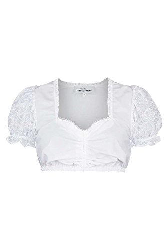 Turi Landhaus Damen Dirndlbluse Spitzenärmel Weiss, weiß, 34 Cover