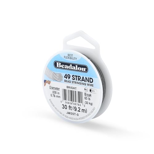 Beadalon 49 Strand Stainless Steel Beading Wire, Bright - .030in/0.76mm