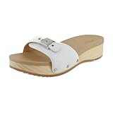 Dr. Scholl's, Women, Original Too Slide Sandal, White Leather, 8, Medium