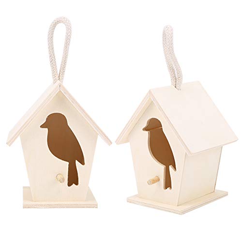 2Pcs Outdoor Hanging Wooden Birdhouse Birds Nesting Box Crafts Ornament Garden Decoration Birdhouse Your Desired Location to Attract Birds to Garden Bird HouseBird CageBird