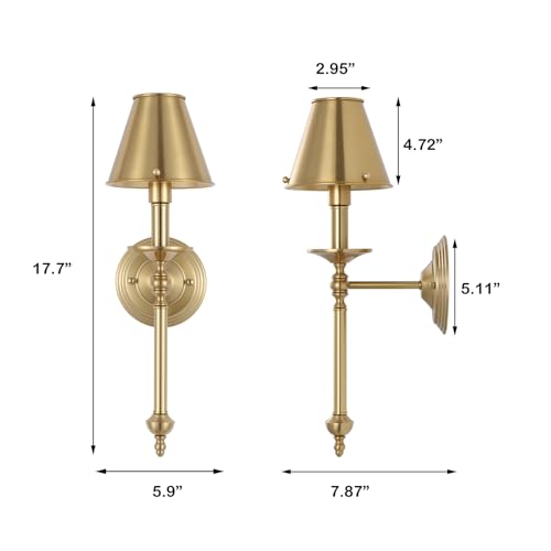 BAODEN Brushed Brass Wall Sconce Modern Gold Bathroom Wall Lighting Vanity Light Fixtures with Metal Lampshade Industrial Mid Century Wall Mount Lights for Living Room Bedroom Stairs Corridor Mirror by BAODEN - Used condition - Image 4