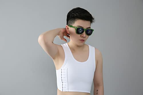 Malha elástica para encadernação de tórax Shapewear respirável para Tomboy trans lésbica (branco, 2X