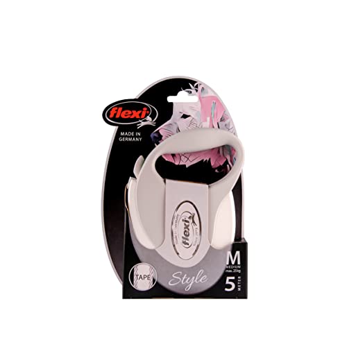Flexi Style Tape White Medium 5M Retractable Dog Leash/Lead For Dogs Up To 25Kgs/55Lbs #TOP5