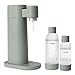 Produktbild Mysoda: Toby Wassersprudler (ohne CO2-Zylinder) aus erneuerbarem Holzkomposit mit 1L und 0,5L Quick-Lock BPA-frei Plastikflasche - Salbeigrün (Pigeon)