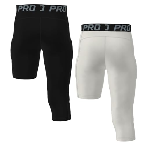 LANBAOSI Youth Boys Compression Pants One Leg 3/4 Leggings for Basketball Kids Sports Soccer Athletic Tights Baselayer2