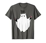 gatto fantasma boo halloween divertente spettrale gatto nero maglietta