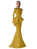 Mermaid Lace Prom Dresses for Women 2025 Long Elegant Bodycon Mother of The Bride Dresses Formal Party Wedding Guest Gold