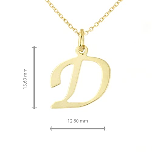 Collar D de Oro Amarillo 9 quilates para Mujer 45cm