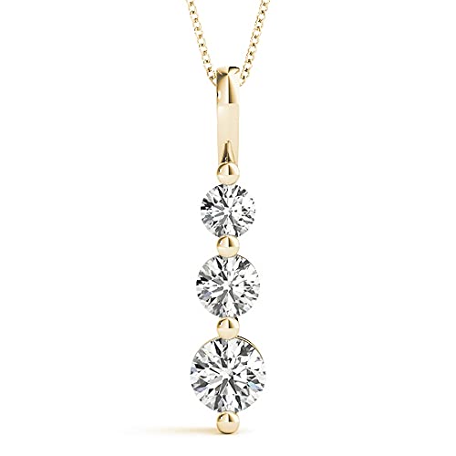 1-5 Carat Classic Snowman 3 Stone LAB-GROWN Diamond Pendant Necklace Basic Collection (E-F Color VS2-SI1 Clarity)