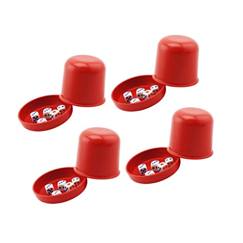 Yardwe Bicchiere Per Dadi Spesso Con 5 Dadi Tazza Da Gioco Anti-imbroglio Portadadi Resistente in Plastica Set Da 4 Per Ktv e Feste Design Alla