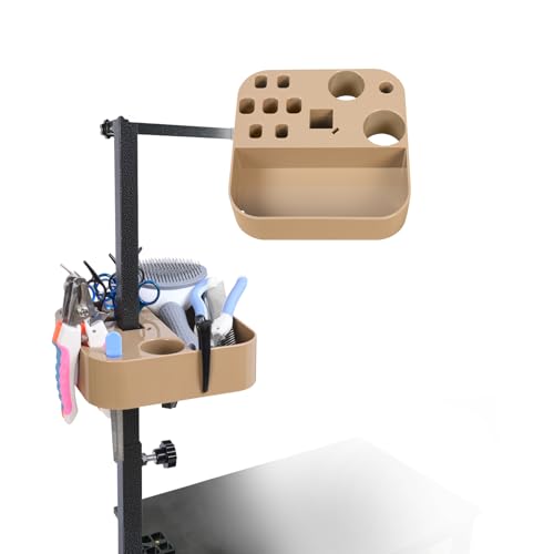 Image of Pet Grooming Organizer for Scissors Brushes and Tools Holder - Portable Dog Grooming Table and Arm Stand Tools(khakiSquare)