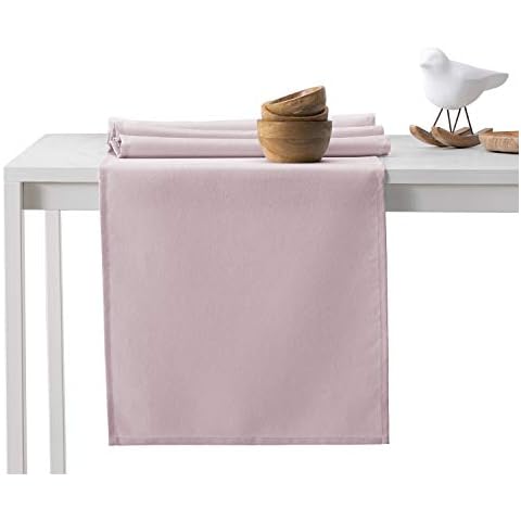 DecoKing Tischläufer 40x140 cm Baumwolle Glatt Puderrosa Pure Cover
