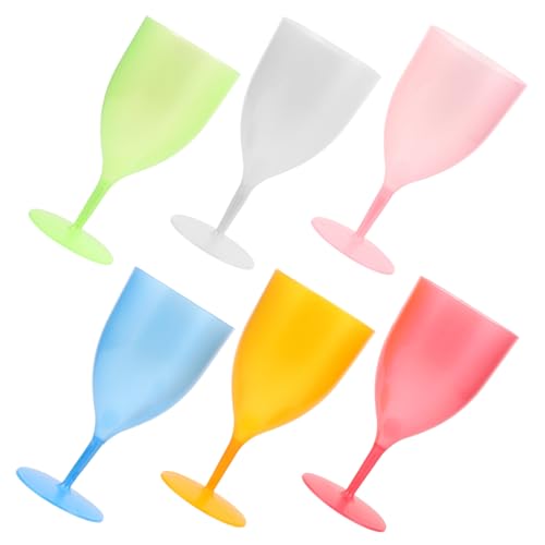 POPETPOP 6 Piezas Copa De Vino De Pascua Vasos De Copa Vasos De Colores Gafas De Fiesta Copas Antiguas Vasos De Agua Con Tallo Copas De Vidrio De Colores El Plastico
