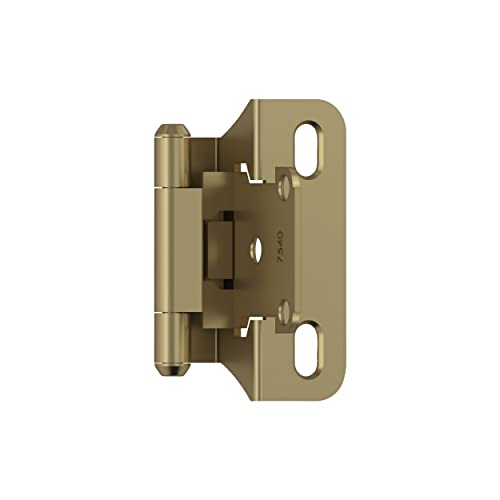 Image of Amerock 1 Pair 1 /4 inch Overlay Golden Champagne Partial Wrap Cabinet Hinge | Self-Closing Steel Cabinet Hinge for Kitchen and Bathroom Cabinet Doors with a 1 /4 inch (6 mm) Overlay, Partial Wrap