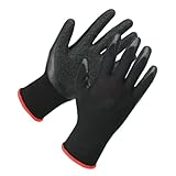 NULYLU Guantes de Jardinería para Hombre Negros Resistentes a Pinchazos Pequeños Impermeables Guantes de Jardinería para Trabajo al Aire Libre