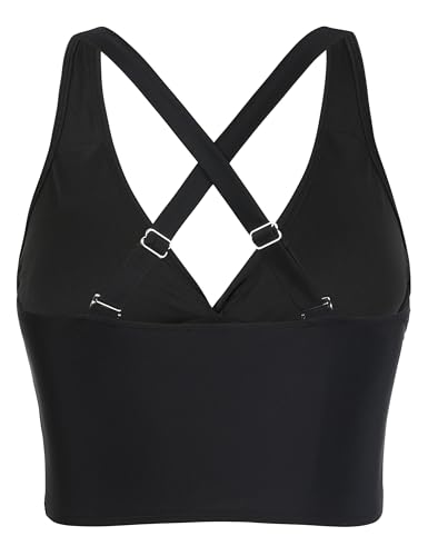 Firpearl Women's Underwire Bikini Tops Only - Longline Swimsuit Top Criss Cross Push Up Swim Crop Top 20254