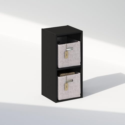 Image of Furinno Reed 2-Tier Closet Organizers and Storage, Closet Organizer, Open Shelf Closet Storage, for Wardrobe, Bedroom, Living Room, 10-Inch Width, Blackwood
