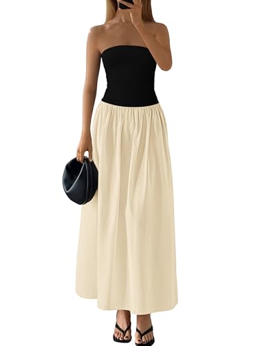 PRETTYGARDEN Women 2025 Summer Elegant Strapless Maxi Dress Tube ...