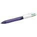 BIC 4-Color Grip Ballpoint Pen, Purple Barrel, Medium Point (1.0mm), Assorted Inks, 3-Count