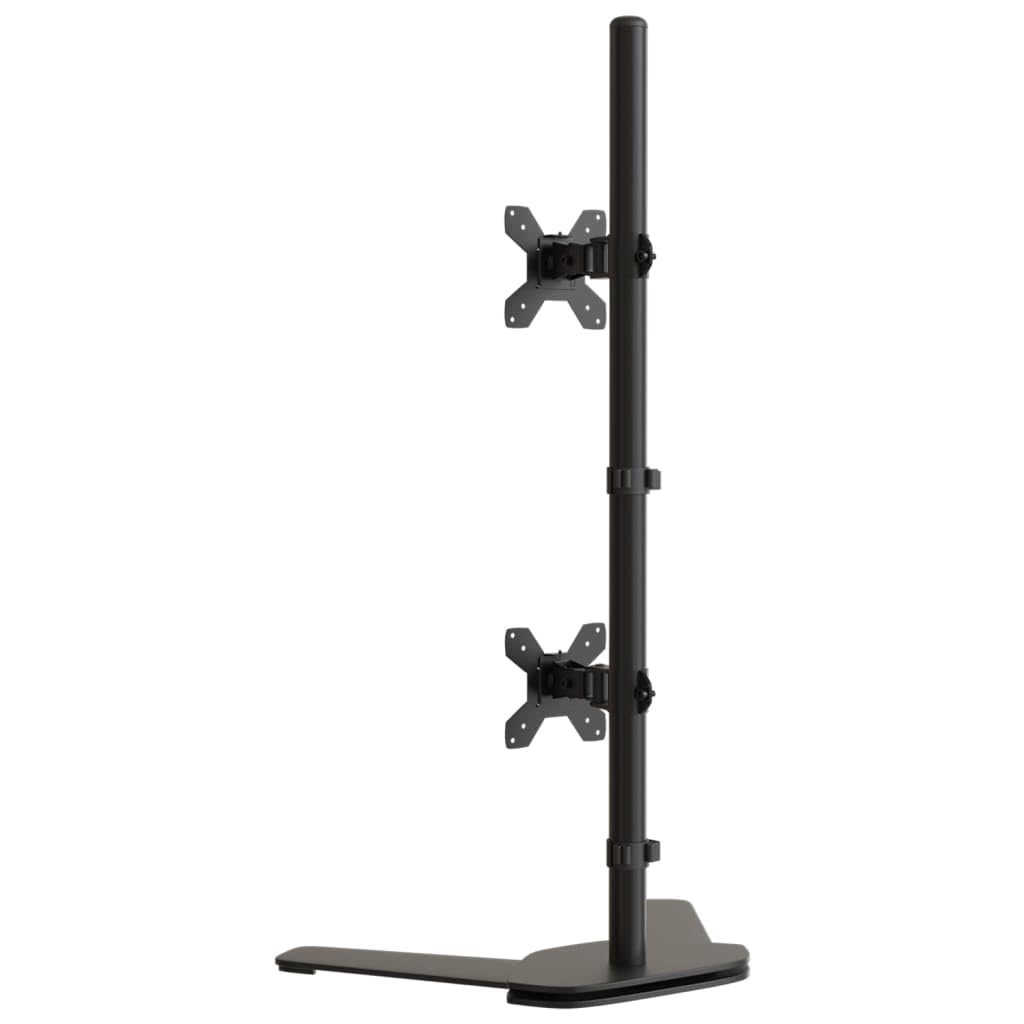 Supporto da tavolo per 2 monitor, in acciaio nero, VESA 75/100 mm, regolabile in altezza, girevole, per ufficio, gaming, soggiorno, con supporto e gestione dei cavi