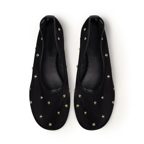 Mesh Ballet Flats for Women Stylish Studded Comfortable Pull-on Elegant Breathable Shoes4