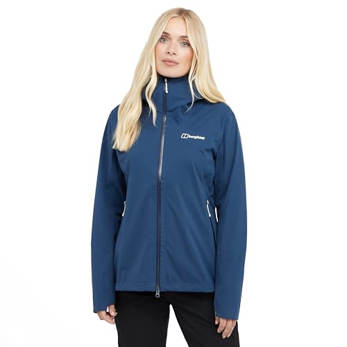 Image of Berghaus Women's Ridge-Roamer Softshell Jacket with Four-Way Stretch & Adjustable Hood, Waterproof, Breathable & Windproof Rain Coat (UK, Numeric, 14, Regular, Regular, Blue)