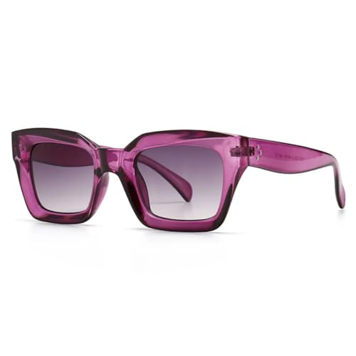 Lunettes de soleil à rivets pour femmes style rétro bleu violet UV400