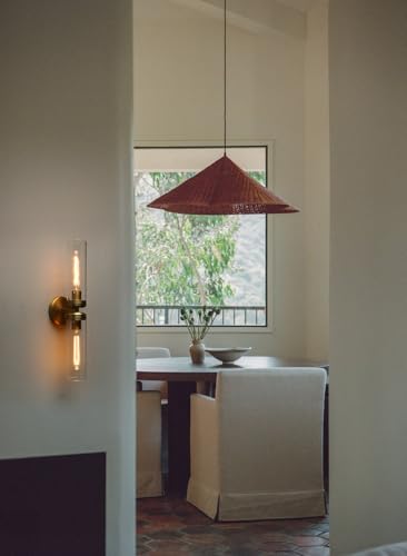 Image of Pathson 2 Lights Cylinder Glass Wall Sconce, Hardwired Wall Vanity Lights with Double Tube Glass, Vintage Aluminum Wall Lamp Decor for Living Room Bedroom (Brass Gold 1-Pack)