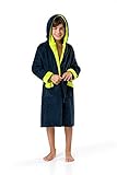 envie Kinderbademantel Morgenmantel mit Kapuze zweifarbig navy 122-128 (5-6)