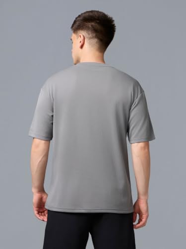 Image of TECHNOSPORT Men Printed Oversized Round Neck T-Shirt with COTFLEX, Dry Fit Sports Tee, Oversized Activewear T-Shirt for Gym, Running, Sports & Casual Wear