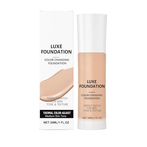 Luxe Color Changing Foundation for Mature Skin - Lightweight Buildable Concealer & Foundation, Medium to Full Coverage, Hydrating Formula for Even Skin Tone, Long-Lasting Dewy Finish, 1 Fl Oz