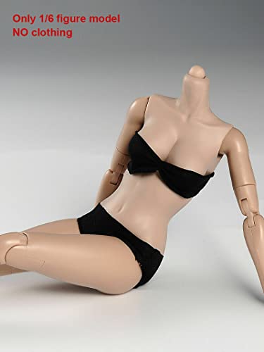 Roofworld 1/6 Scale Miniature Figure Body, 12Inch Pale Skin Super Flexible Joint Body Half-Pack Silicone Huge Bust Action Figure Body Doll Collection For 1:6 Head Sculpt #TOP3