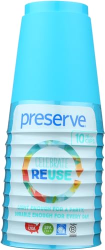 Preserve 14616 Lightweight BPA Free 16 Ounce Made from Recycled Plastic in t Go 16 oz Cups, Set of 10, Aqua