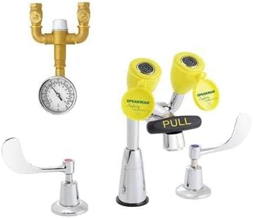 SPEAKMAN EYESAVER CLASSIC SEF-1800-FP-TW EYEWASH FAUCET WITH FOOT PEDAL & EYEWASH TMV