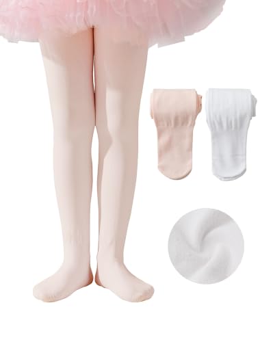 Image of EPEIUS Fleece Lined Tights for Girls Winter Warm Leggings Toddler Thick Thermal Dance Tights 900D Black Nude Ballet Pink