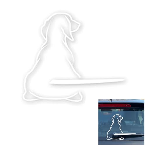 UEIOAVL Merchandise Decals & Stickers, 1 Stück Welpen-Auto-Scheibenwischer-Aufkleber lustiges Cartoon-Hunde-Karosserie-Heckscheiben-Dekorationsaufkleber wasserdicht (weiß)