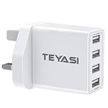 USB Plug, Multi USB Charger Plugs UK 25W Phone Plugs with USB Port Multiple Way 3 PIN Mains Charge Head 5V 5AMP Multiport Charging for iPhone 14 Pro Max 13 12 11 SE XS XR X 8 7 6 5, iPad