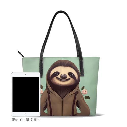 Cartoon Sloth Stylish Waterproof Handbag for Women - Lightweight Travel Tote with Double-Sided Digital Print, Large Capacity3