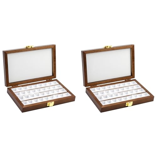 Boîte de palette de peinture en bois vide 36 cases, finitions naturelles