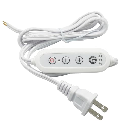 Lamp Cord with Dimmer, LED Timing Function,Dimmable & Timer 2/4/8Hrs, Dimmer for String Lights Max 360W,18 AWG 2 Prong Extension Cord for Indoor/Outdoor String Lights, Indoor Plants, Floor Lamp