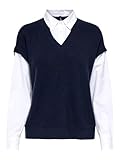 Col : Col chemise ONLY Vest Onlpayson Ls Polo Mix Gilet KNT, Bleu Nuit, L Femme