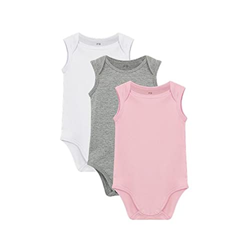 Kit 3 Bodys Básica, basicamente., Bebê, Branco Mescla Claro Rosa Orquídea, RN