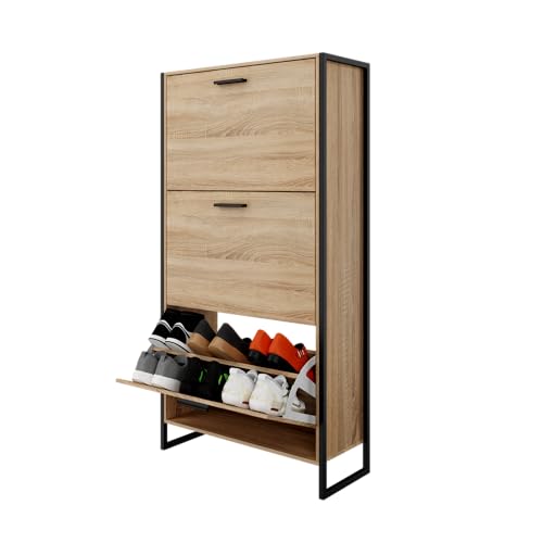 CASABEL Meuble A Chaussure Industriel 18 Paires - Armoire À Chaussures Rangement Entrée Grande Capacité - Gain de Place Entrée Couloir - Portes et Cadre...