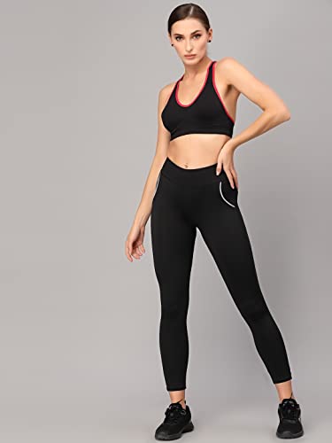 Image of Style Quotient Adults-Women Black Solid Sports Bra