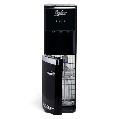 Image of Igloo Retro Bottom-Loading Water Dispenser- Black Water Cooler Dispenser with Hot, Cold & Temperature Settings- Electric Water Dispenser Fits 3 & 5 Gallon Jugs with Child Safety Lock for Home & Office