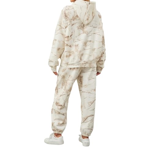 Camo Sweatsuits Sweat Sets for Women 2 Piece Maple Leaf Print Camo Hoodie Pants Womens Camouflage Lounge Sets Outfits3