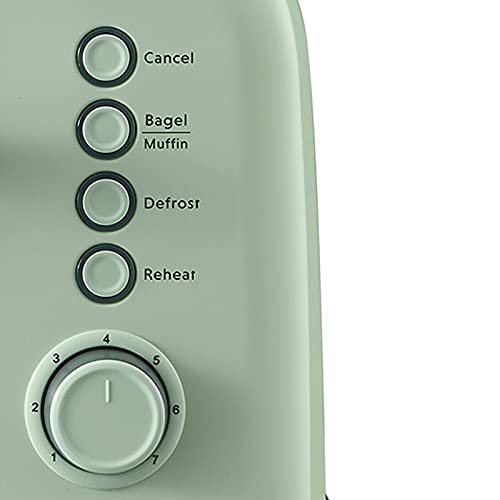 Buydeem Dt640 4-Slice Toaster, Extra Wide Slots, Retro Stainless Steel With High Lift Lever, Bagel And Muffin Function, Removal Crumb Tray, 7-Shade Settings (Cozy Greenish) #TOP1